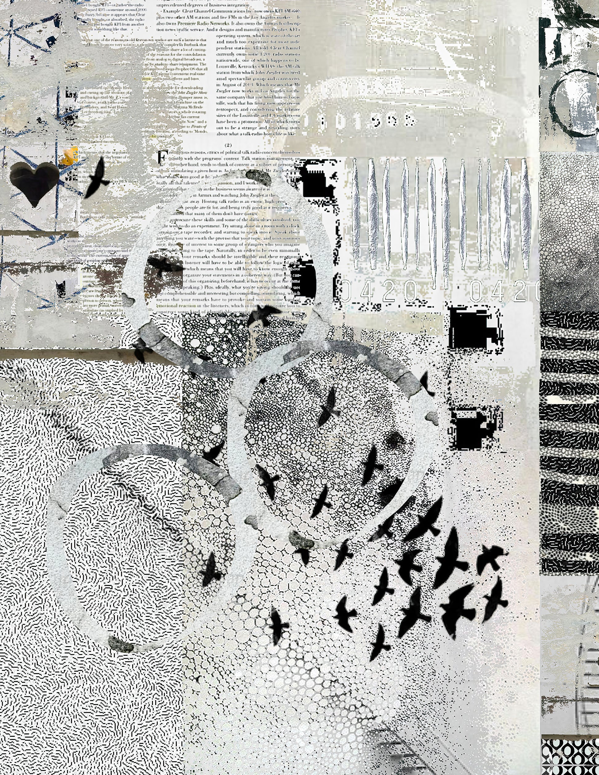 grey textured background with birds