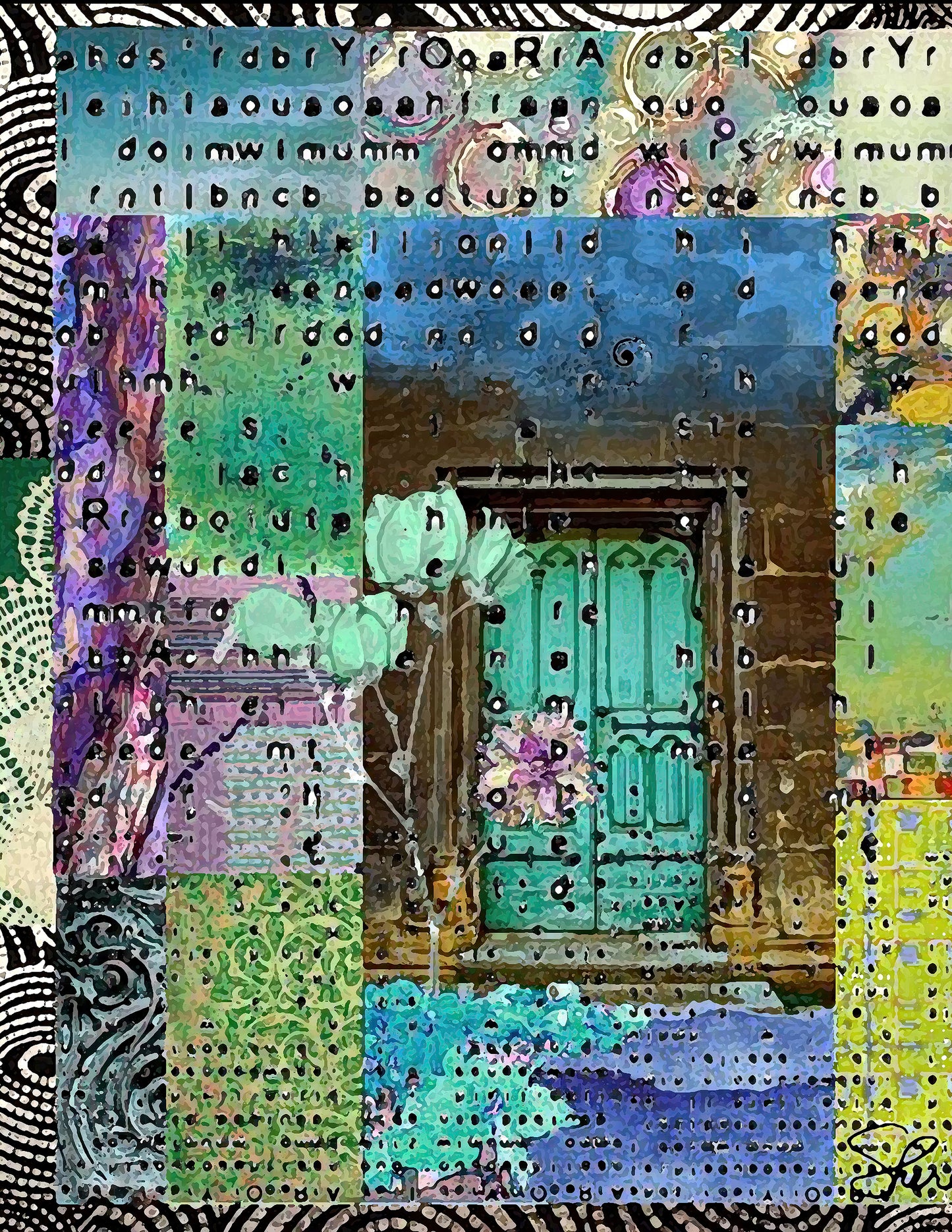 Shadow Garden Door Collage Papers - 12 Page Printable Download