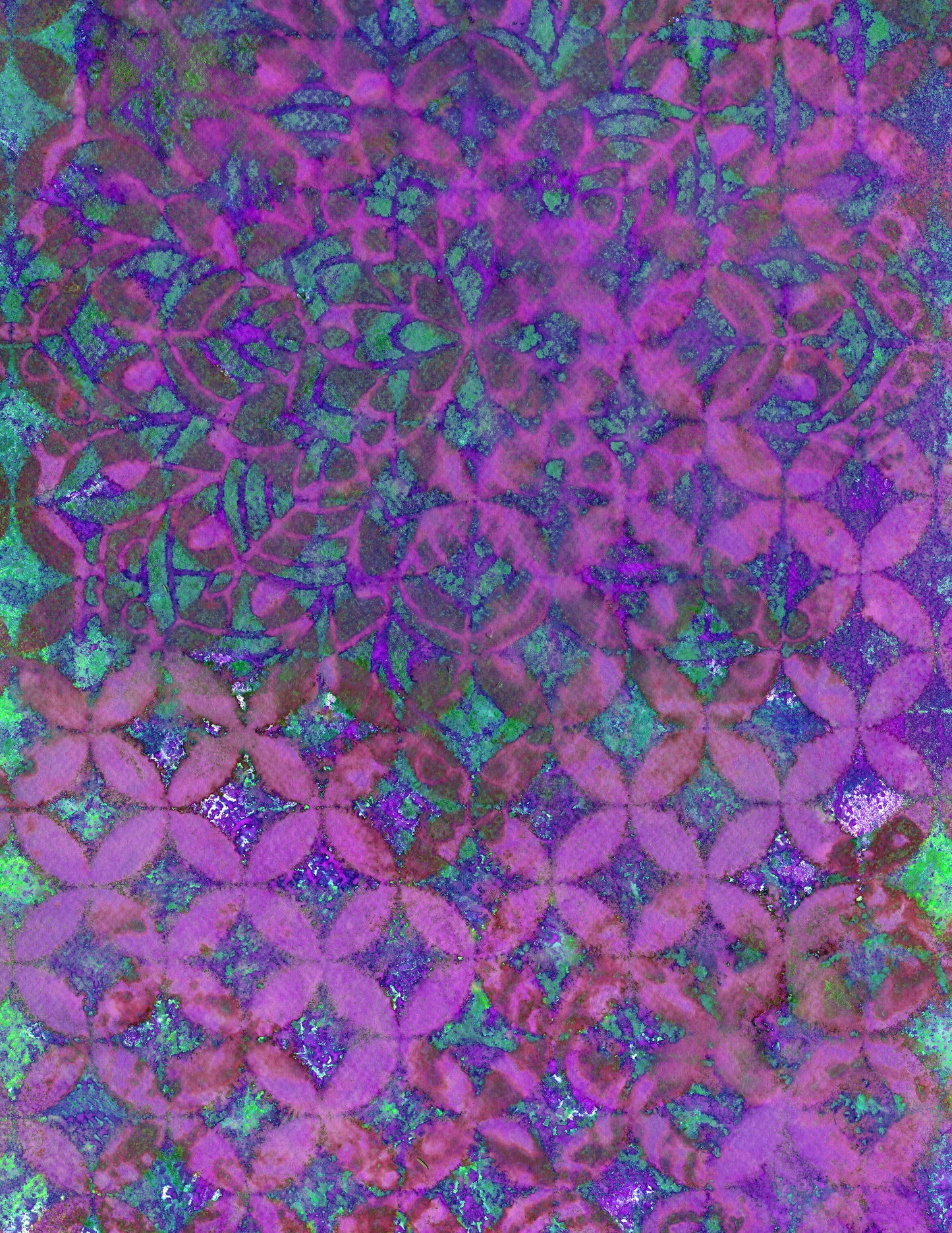 Colorful patterned fabric with pink and green design