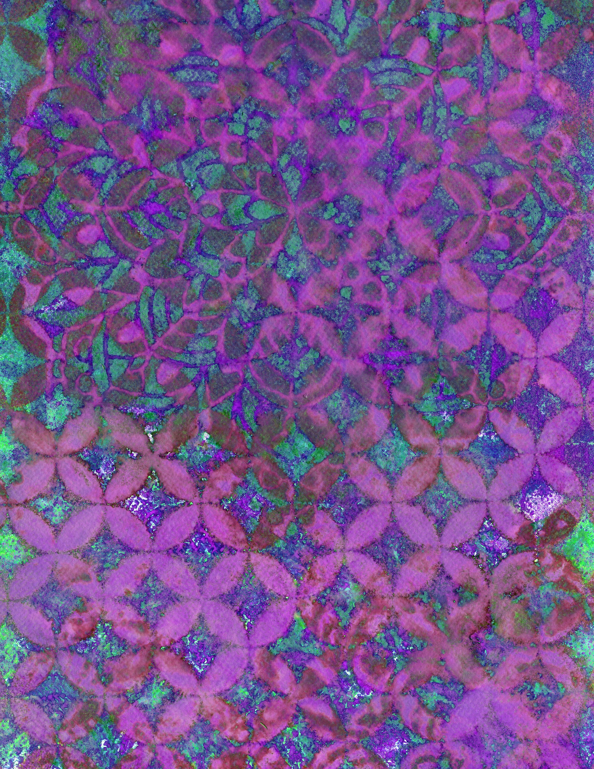 Colorful patterned fabric with pink and green design