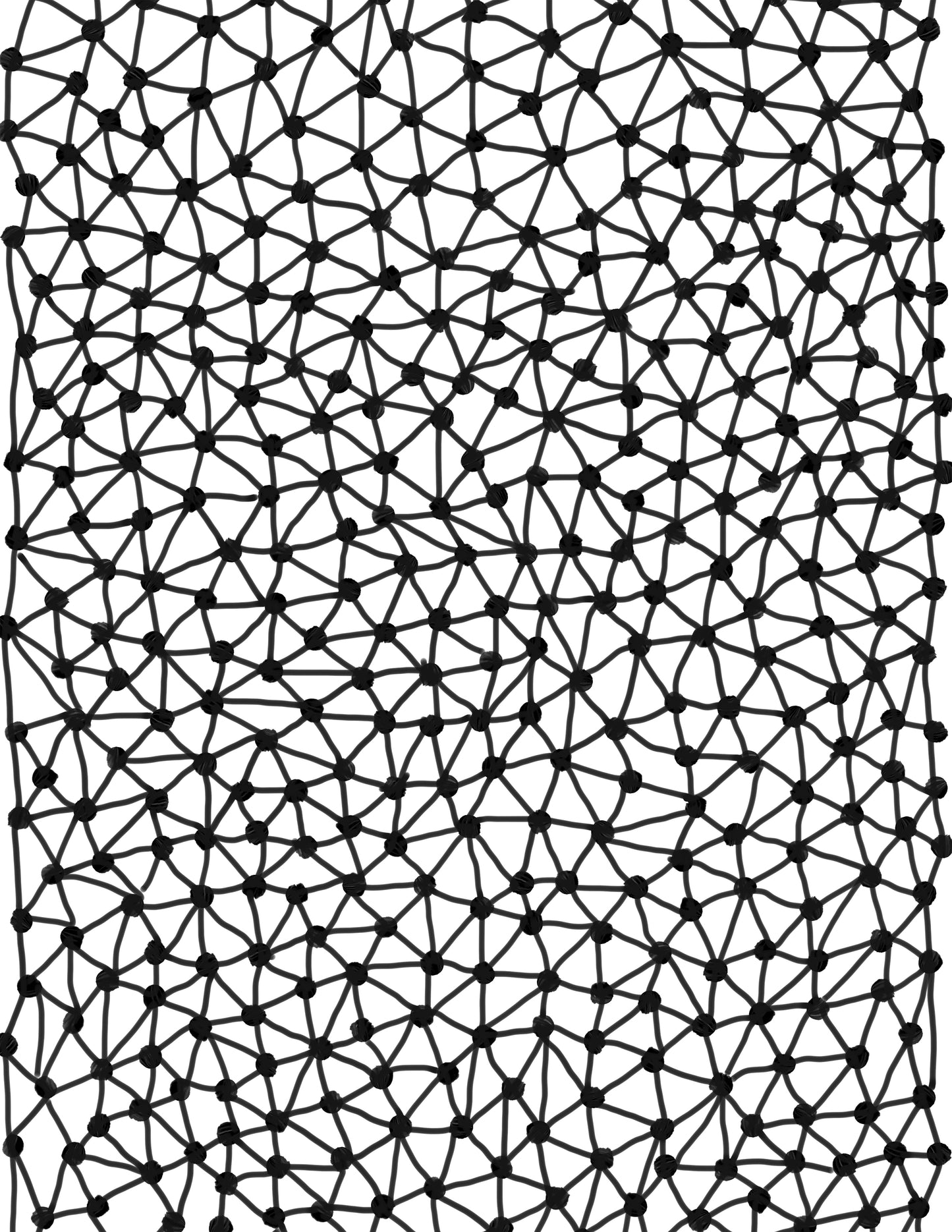 black and white hand sketched pattern with lines and dots
