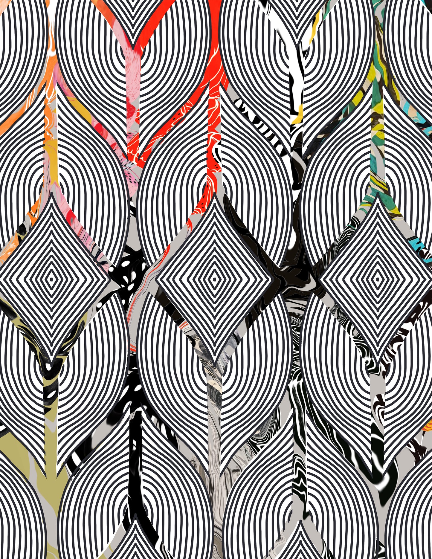 Bold Nature Sketchbook Trees Collage Papers - 12 Page Printable Download 002