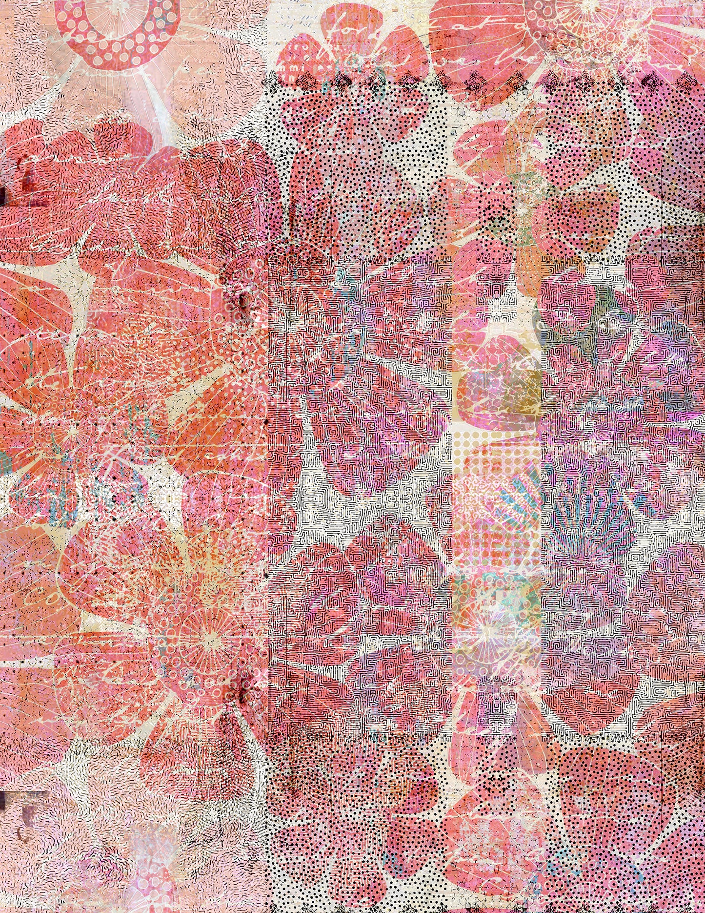 Warm Peachy Pink Collage Papers - 12 Page Printable Download 032