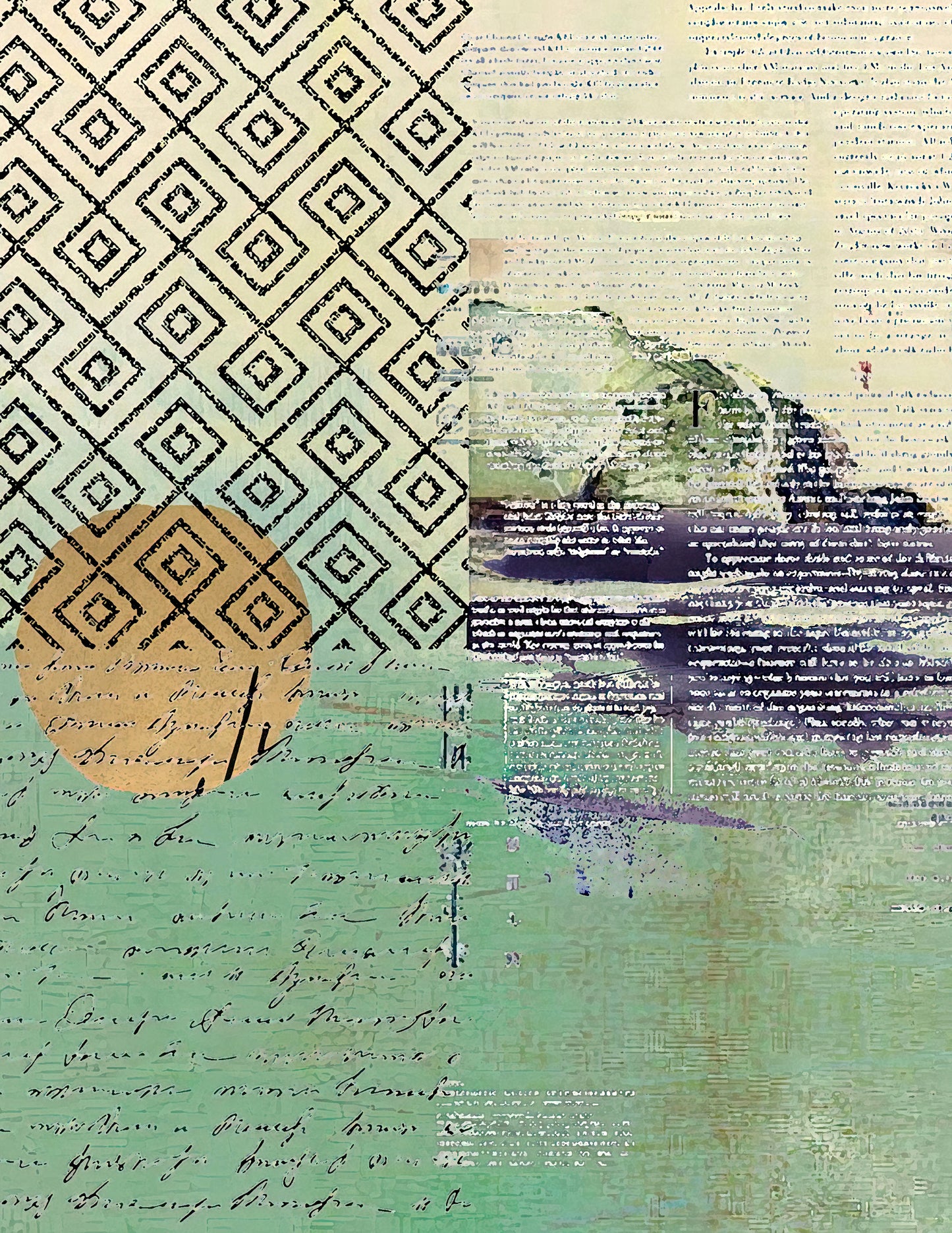 Softly Sage Cool Collage Papers - 12 Page Printable Download 025