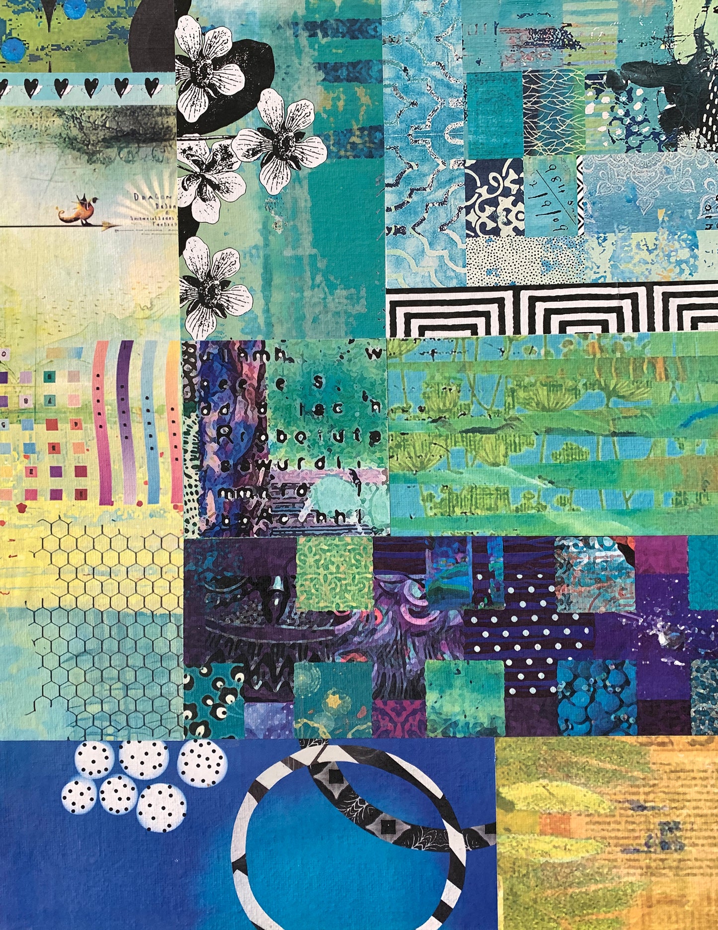 Hummingbird Song Cool Textured Collage Papers - 12 Page Printable Download 016