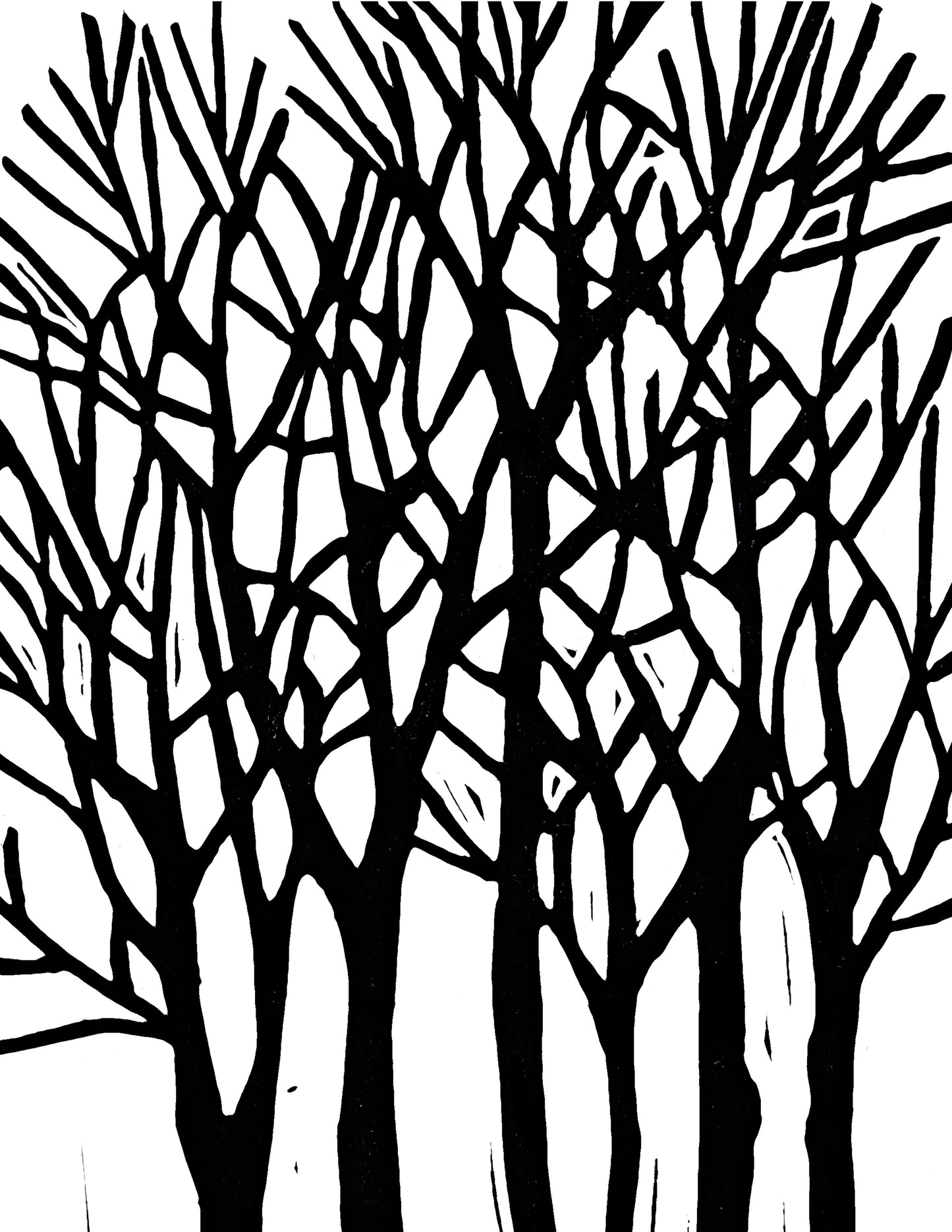 black and white hand sketched tree design