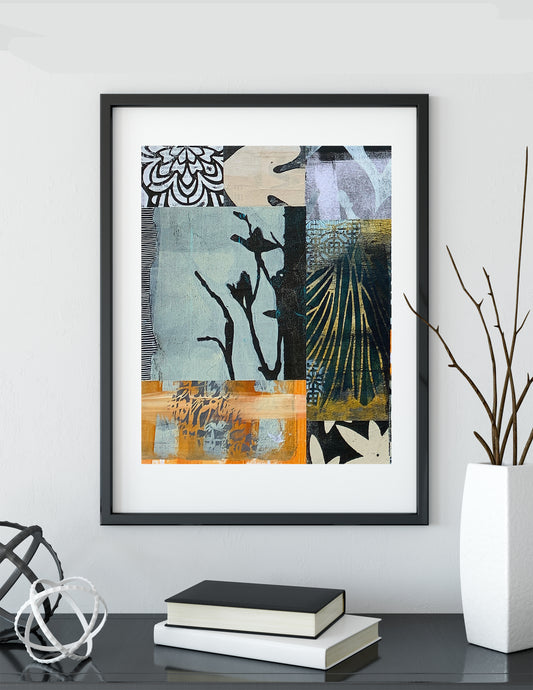 Autumn Path 1 | Neutral Botanical Art Print | Original Collage
