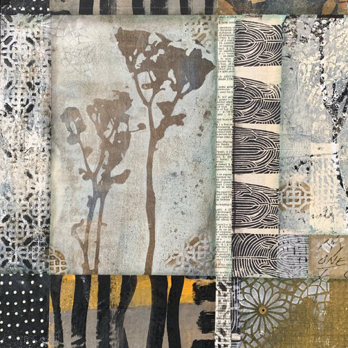 Autumn Field Botanical Collage - Lined Makeup Bag
