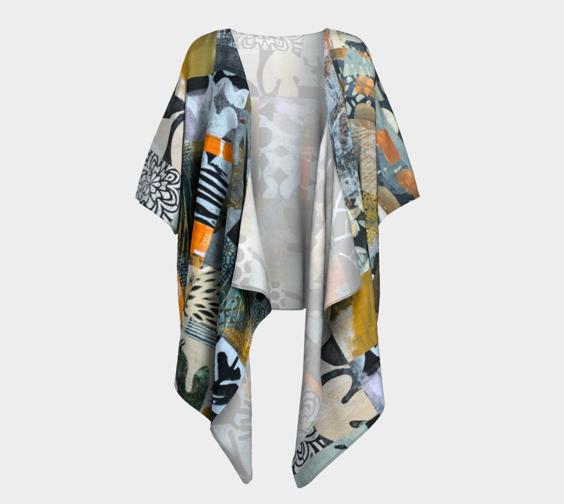Colorful kimono-style garment on a white background