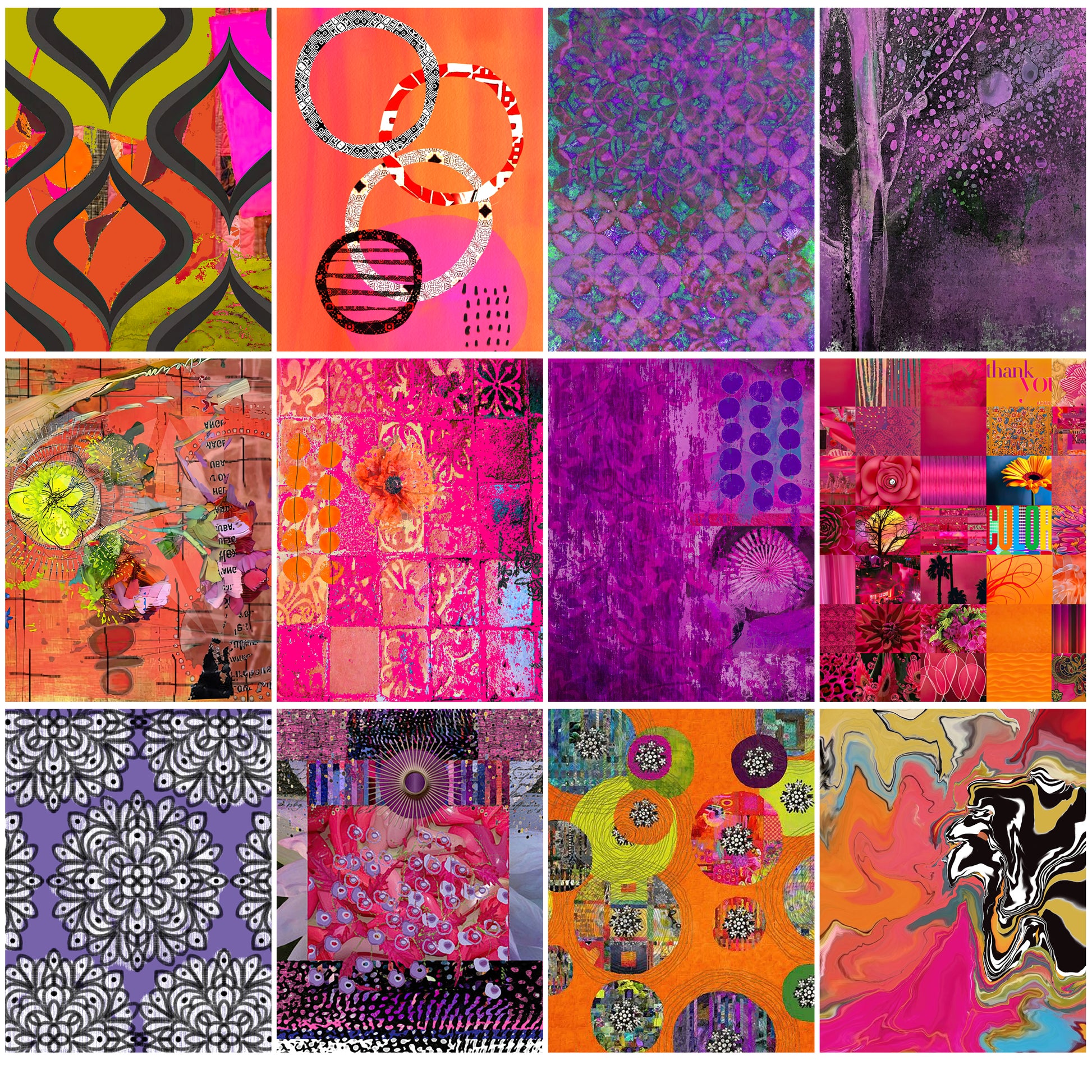 Collage of various colorful abstract patterns