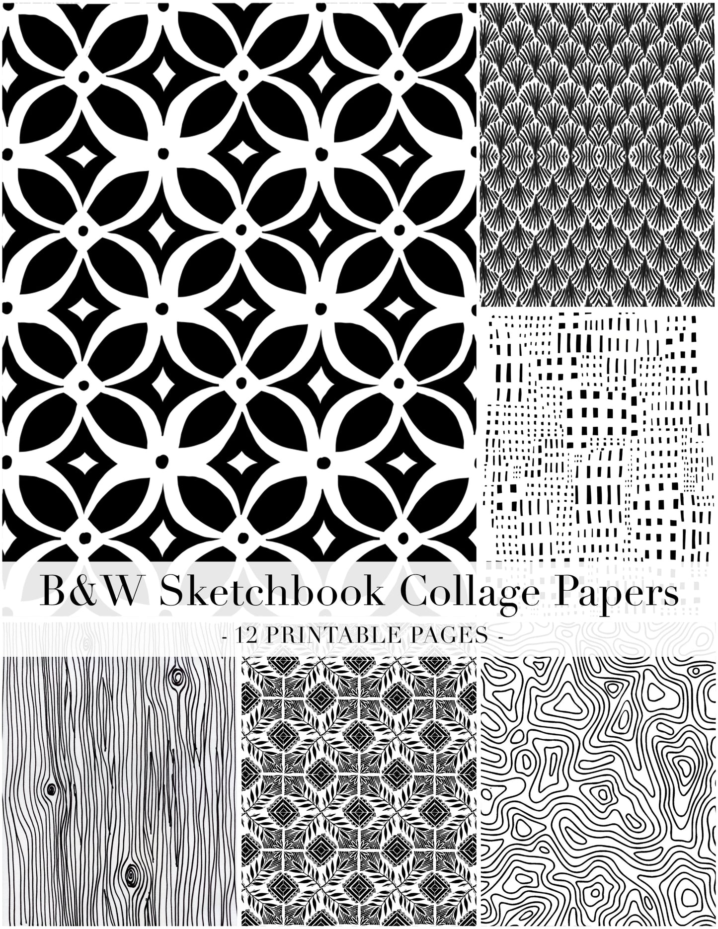 Black and white sketchbook images with a title bar