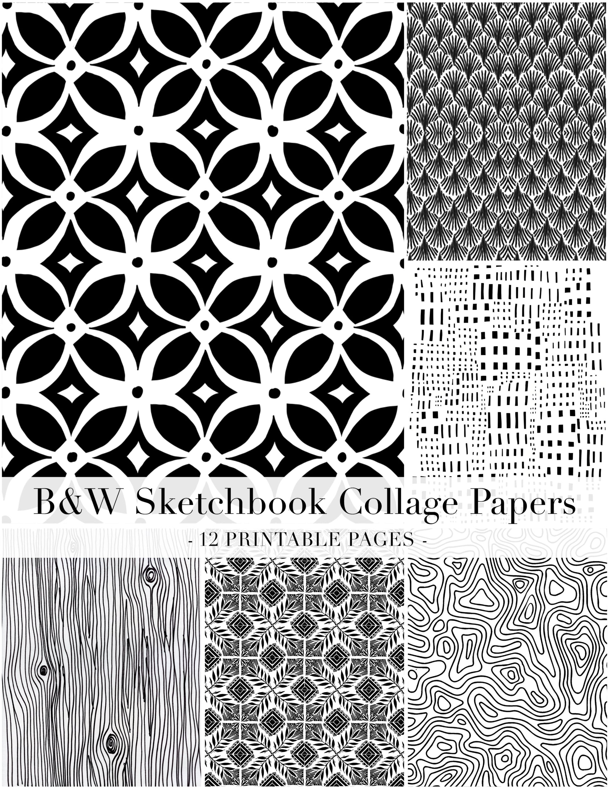 Black and white sketchbook images with a title bar