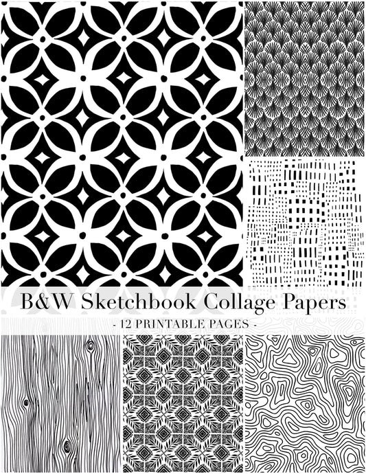 Black and white sketchbook images with a title bar