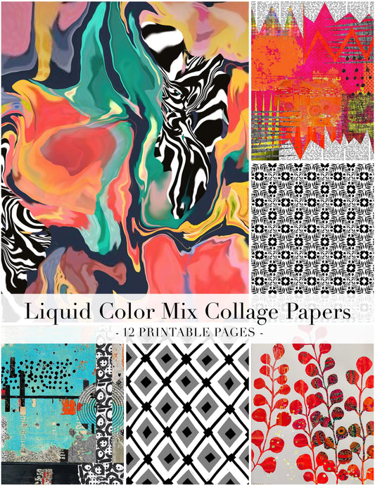 grid of colorful papers on a white background with title band