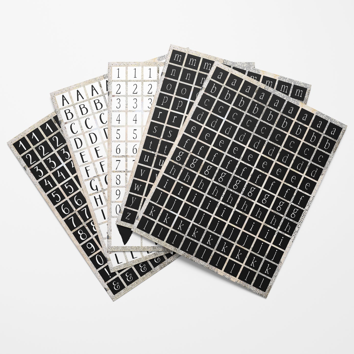Black & White Hand-Sketched Alphabet Collage Papers - 12 Page Printable Download