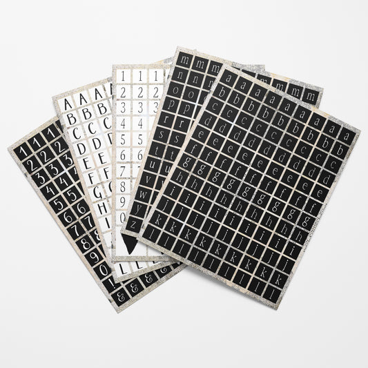 Black & White Hand-Sketched Alphabet Collage Papers - 12 Page Printable Download