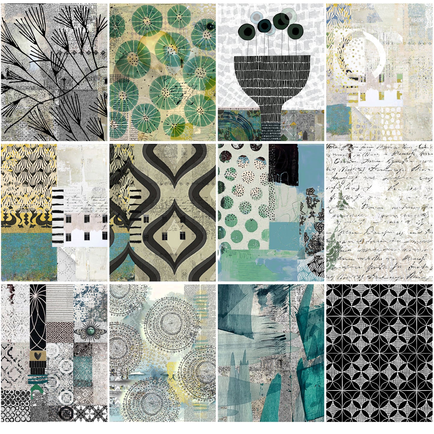 Sketchbook Vase Cool Textures Collage Papers - 12 Page Printable Download 017