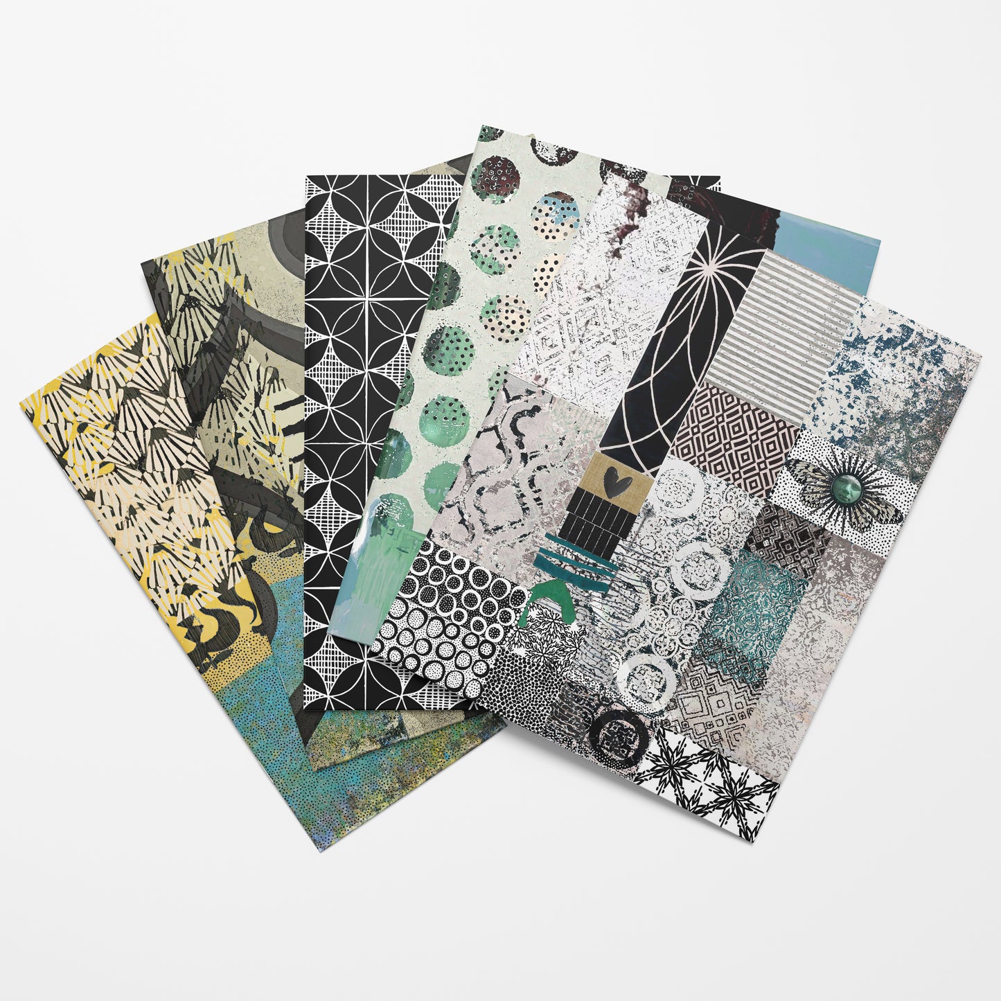 Sketchbook Vase Cool Textures Collage Papers - 12 Page Printable Download 017