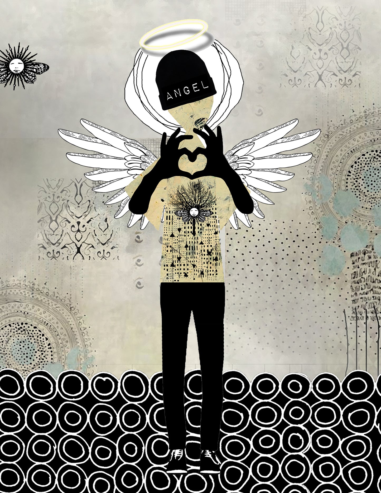 Angels Among Us Neutral Memorial Collage Papers - 12 Page Printable Download 028