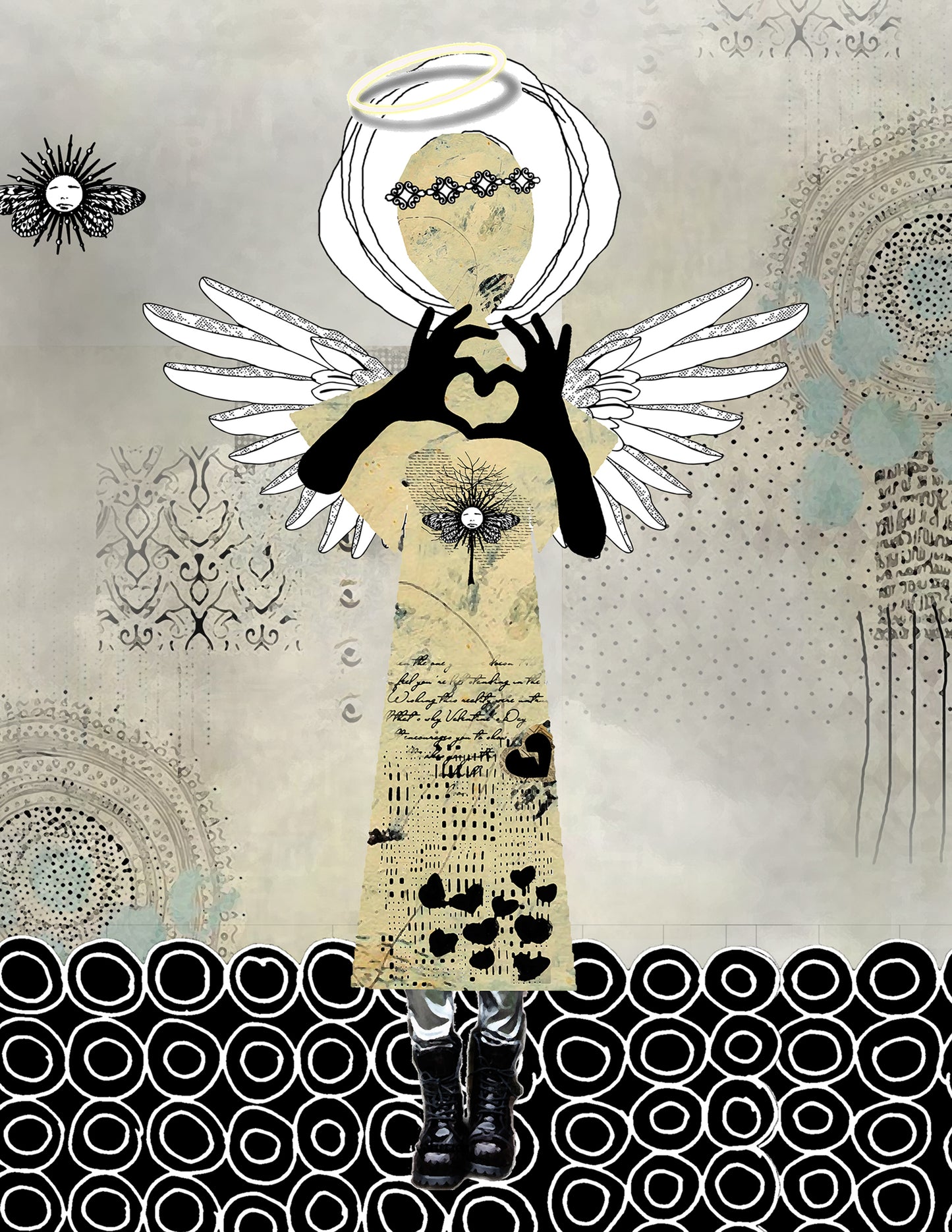 Angels Among Us Neutral Memorial Collage Papers - 12 Page Printable Download 028