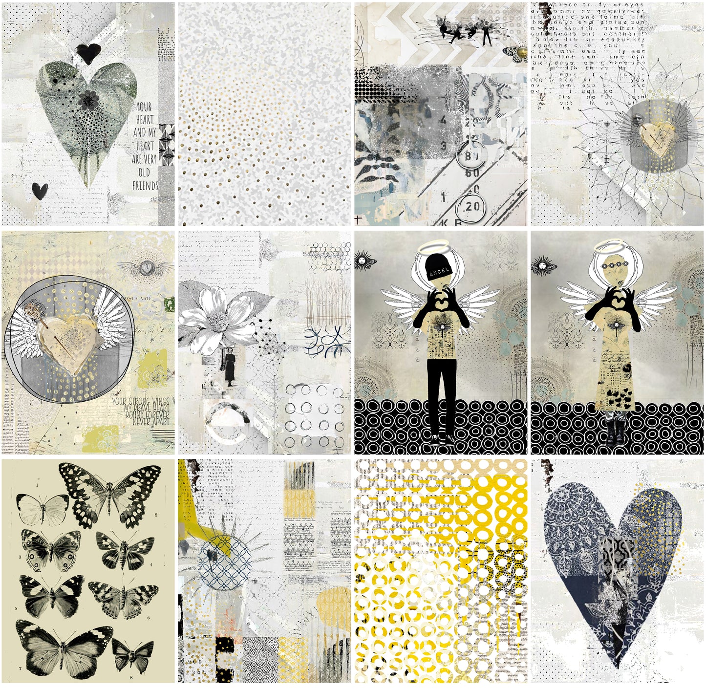Angels Among Us Neutral Memorial Collage Papers - 12 Page Printable Download 028