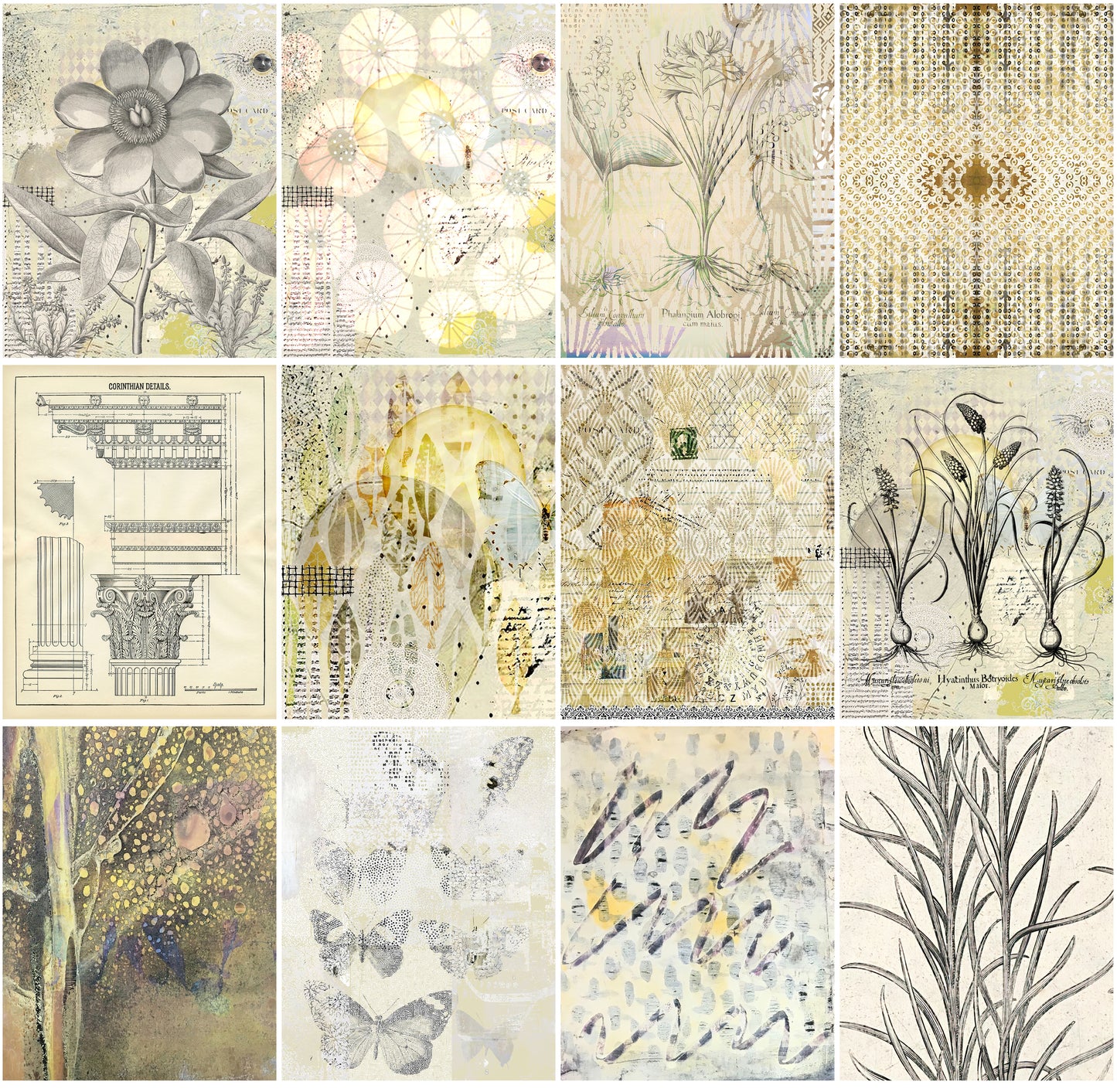 Beige is Beautiful  Collage Papers - 12 Page Printable Download 030