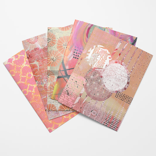 Warm Peachy Pink Collage Papers - 12 Page Printable Download 032