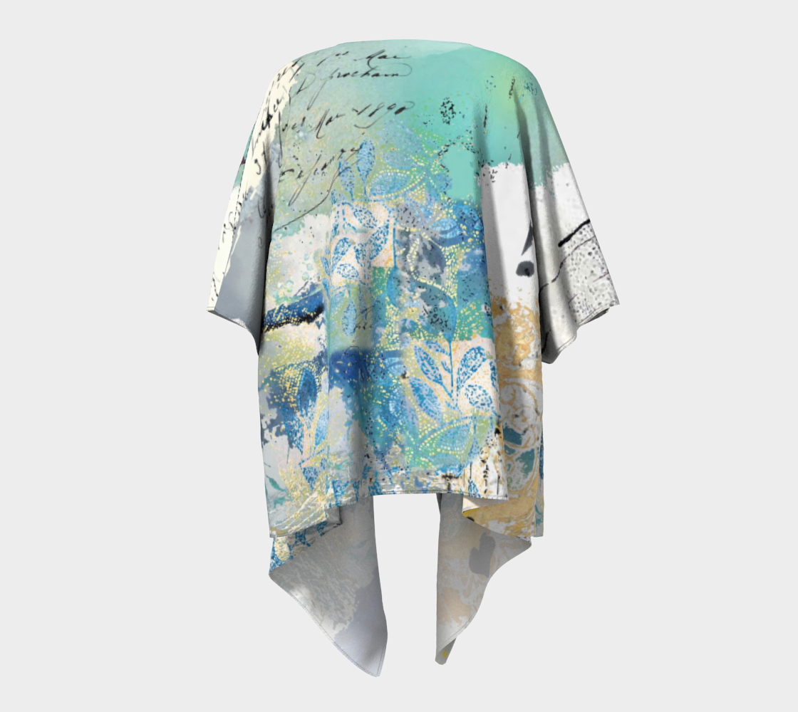 Cloudless - Flowing Abstract Art Draped Kimono Shawl