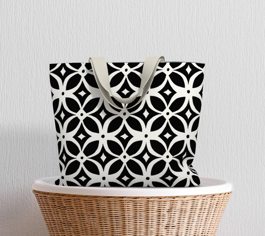 Configuration Abstract Geometric - Large Lined Tote Bag