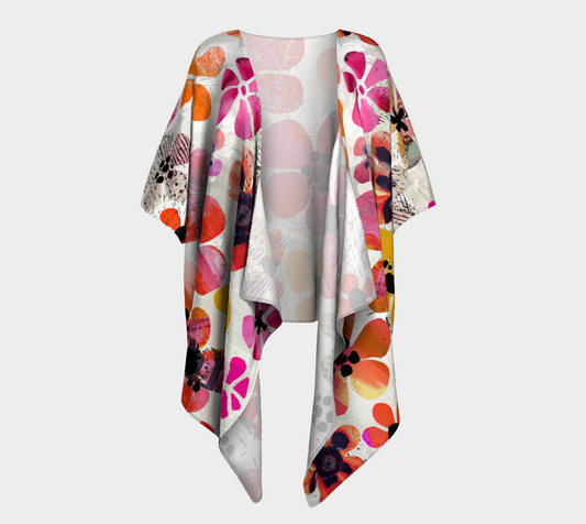 Cut Flowers - Nature Inspired Abstract Draped Kimono Shawl