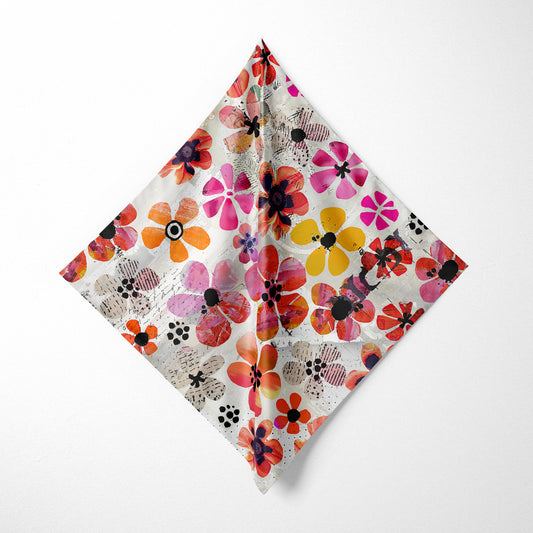 Cut Flowers - Floral Hand Sketched Art Square Scarf