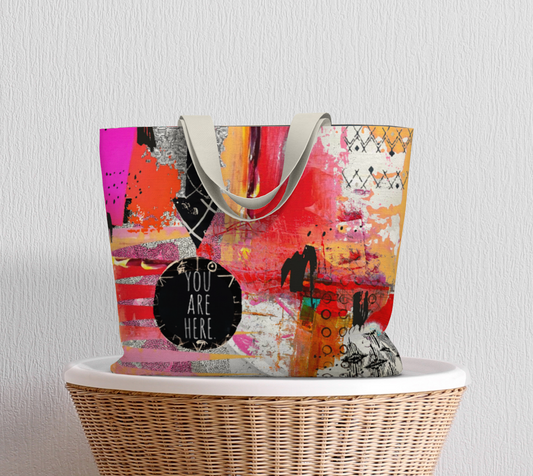 Here Abstract Art - Large Lined Tote Bag