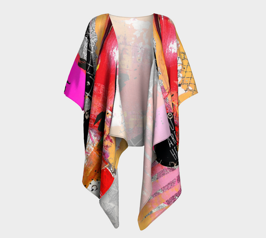 Here Draped - Abstract Art Draped Kimono Shawl