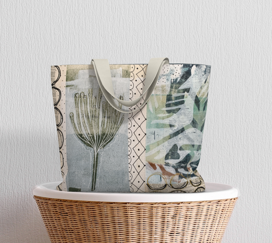 Just Picked Botanical Collage - Large Lined Tote Bag