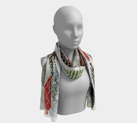 Leaf Field - Abstract Collage Art Long Scarf