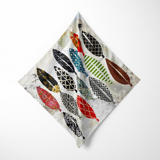 Leaf Field - Abstract Collage Art Square Scarf