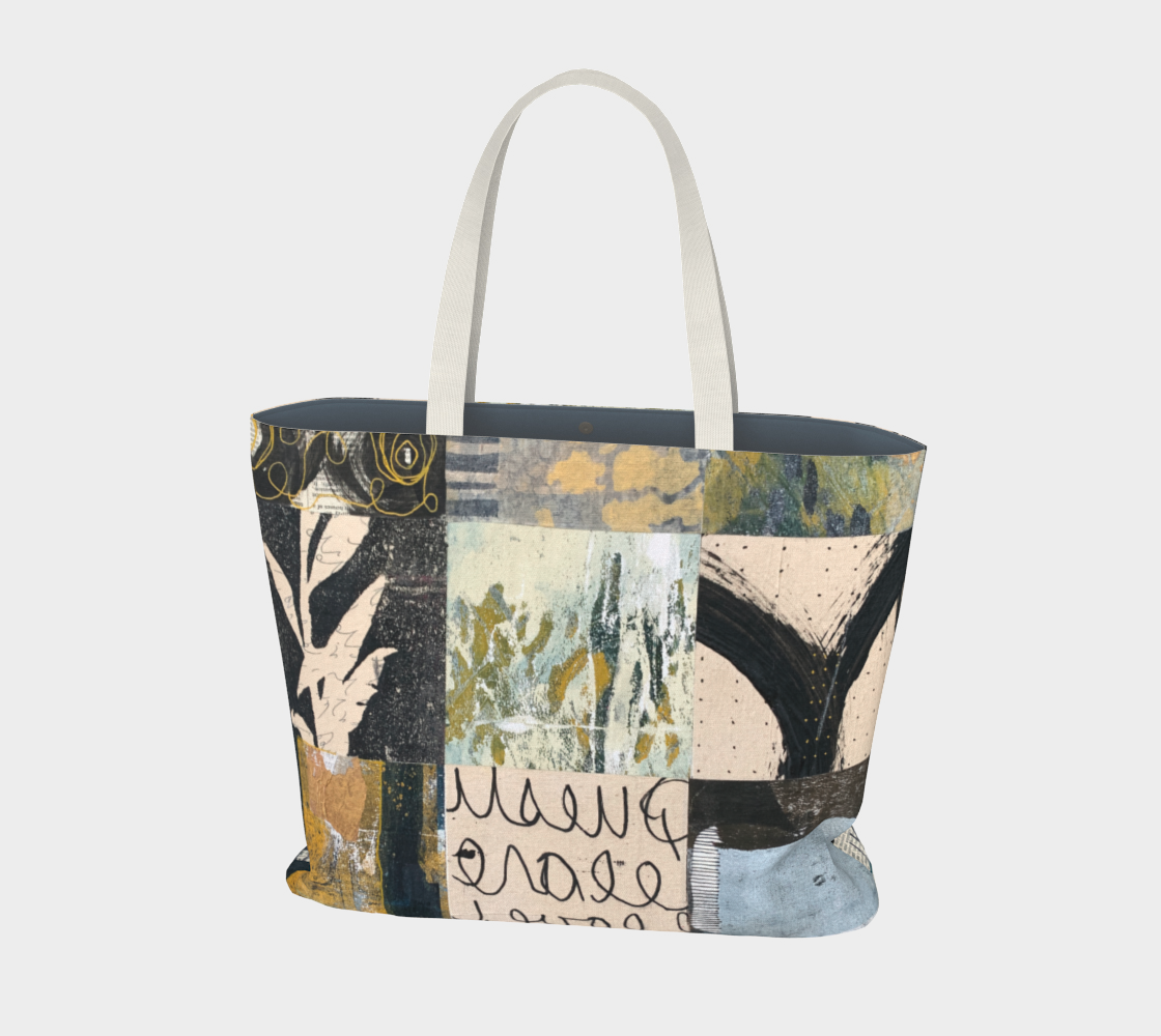 Likers Botanical Collage - Large Lined Tote Bag