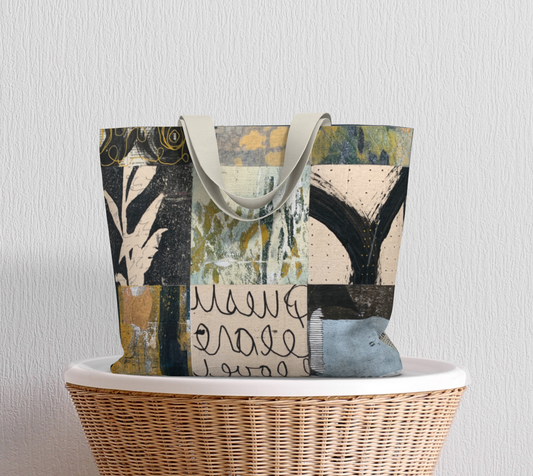 Likers Botanical Collage - Large Lined Tote Bag