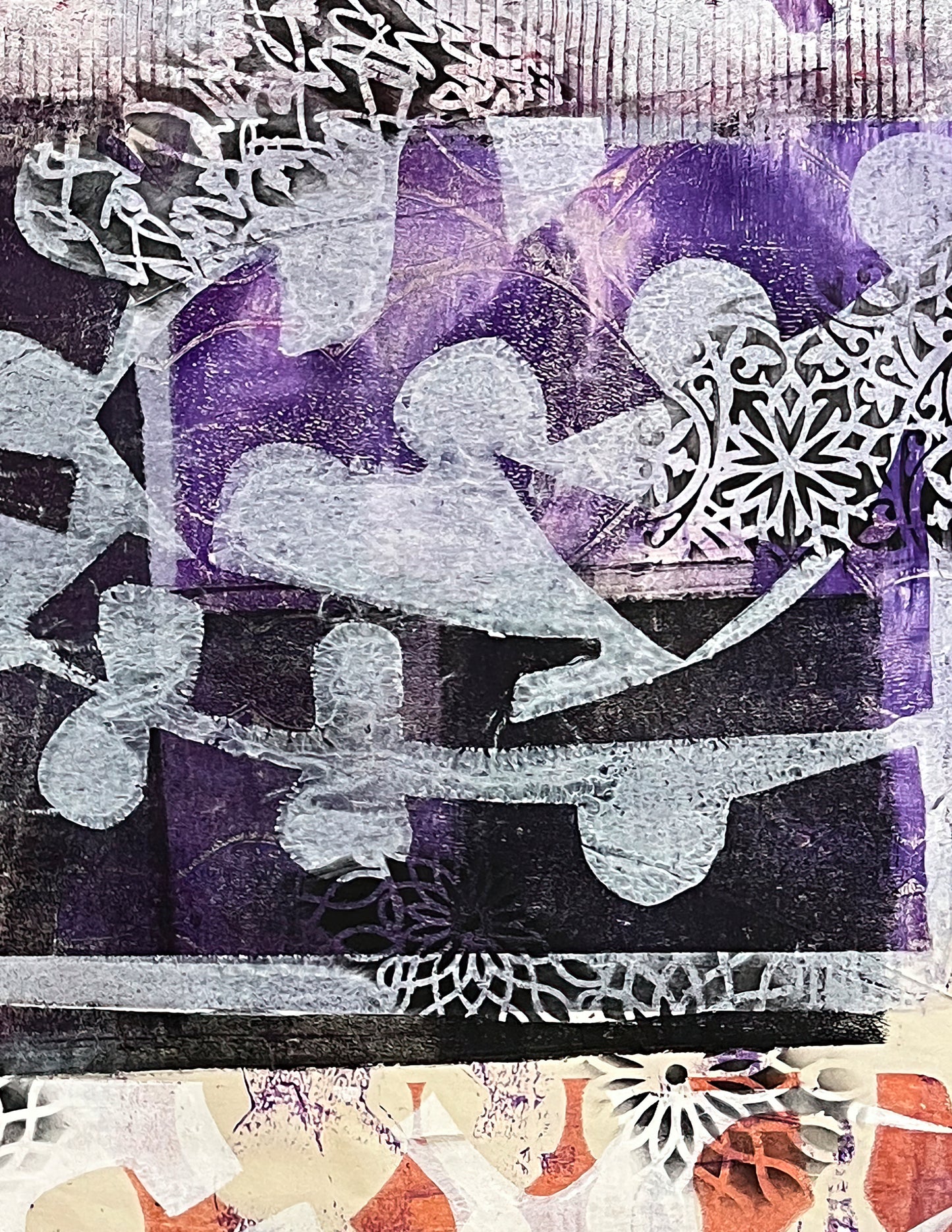 Rusty Magenta Gel Print Collage Papers - 12 Page Printable Download