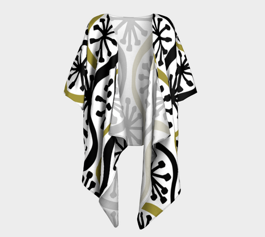 Ogee Stars – Geometric Abstract Art Draped Kimono Shawl