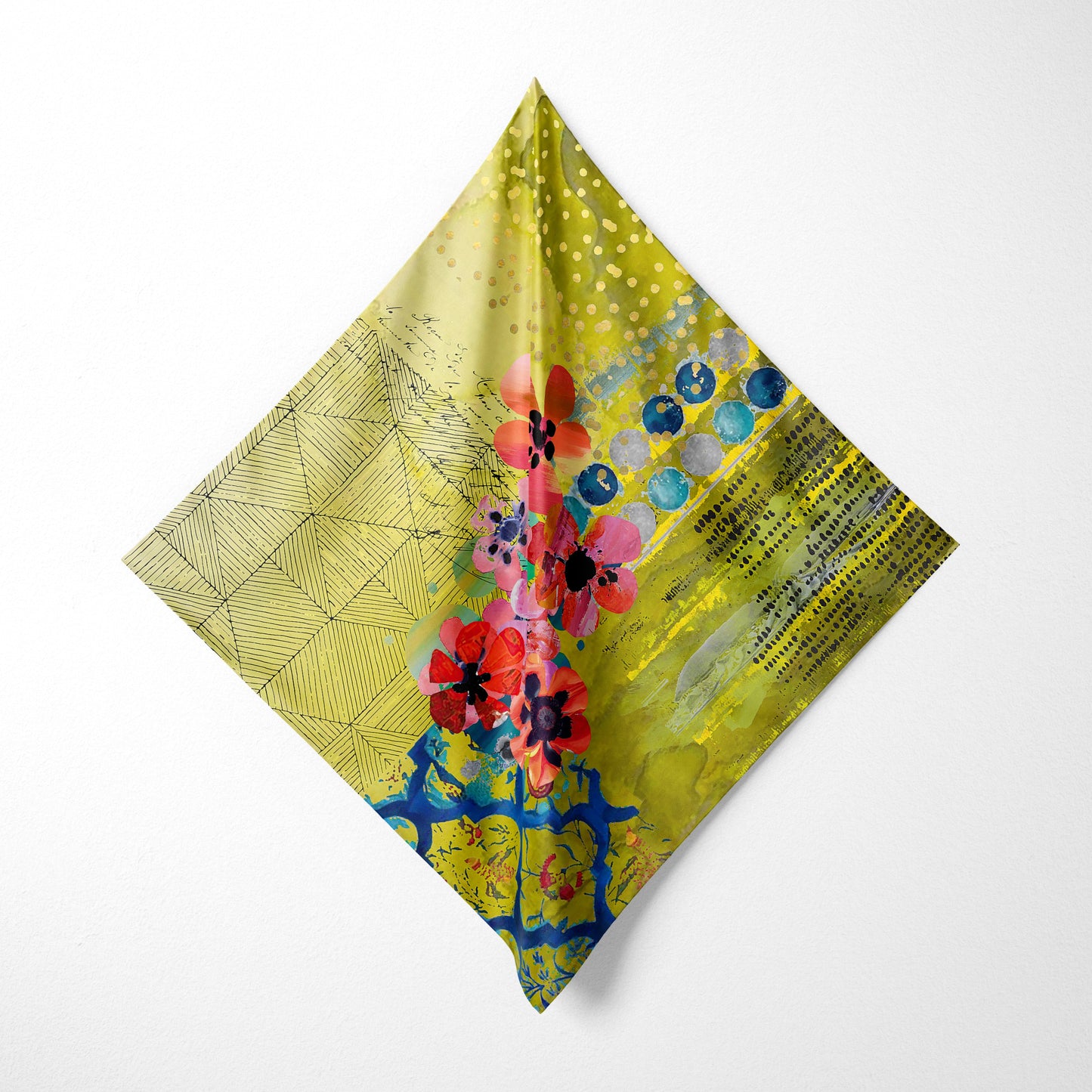 Olive Blooms - Abstract Art Square Scarf
