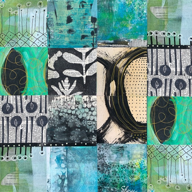 Riverwalk - Abstract Collage Art Square Scarf