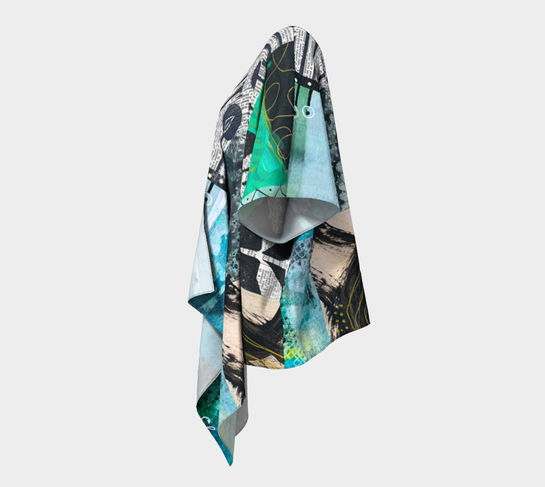 Riverwalk - Abstract Collage Art Draped Kimono Shawl