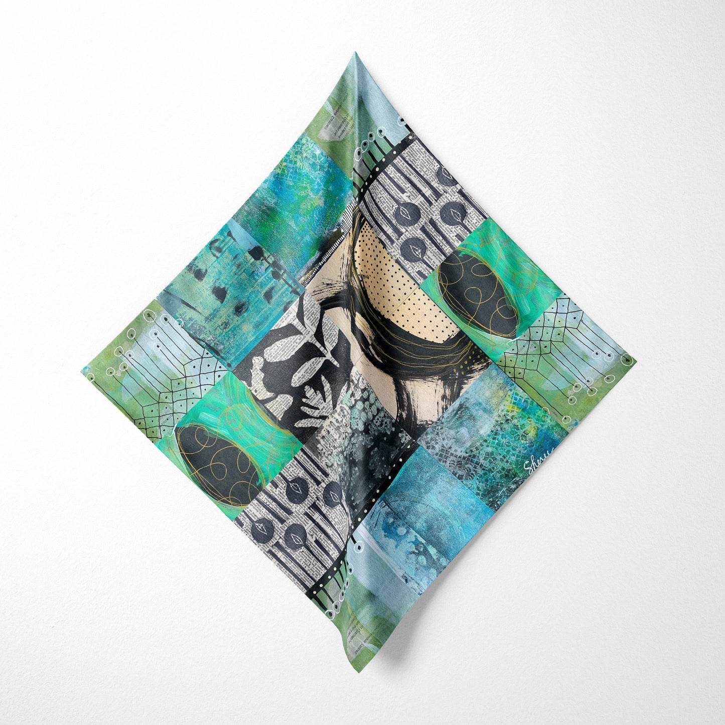Riverwalk - Abstract Collage Art Square Scarf