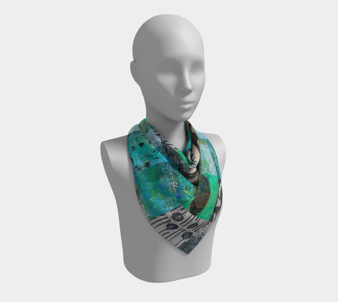 Riverwalk - Abstract Collage Art Square Scarf