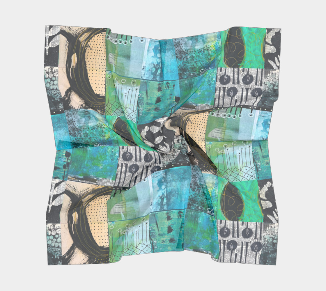 Riverwalk - Abstract Collage Art Square Scarf