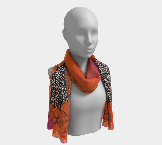 Rust Lattice Abstract Art - Long Scarf