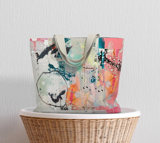 Sunday Abstract Art - Large Lined Tote Bag