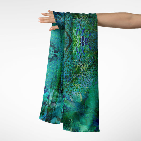 Teal Dissolve Long Scarf - Abstract Art Design