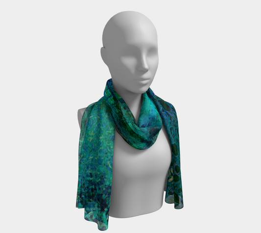 Teal Dissolve Long Scarf - Abstract Art Design